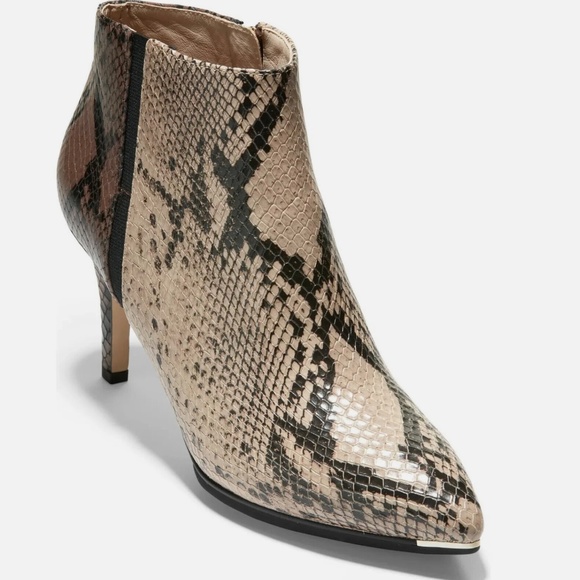 Cole Haan Grand Ambition Arietta Snake Print Bootie Leather Pointed Toe Boot 9.5 - Picture 3 of 11